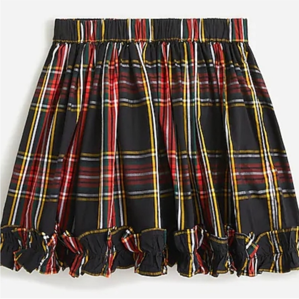 Crewcuts ruffle skirt in black Stewart tartan size 10